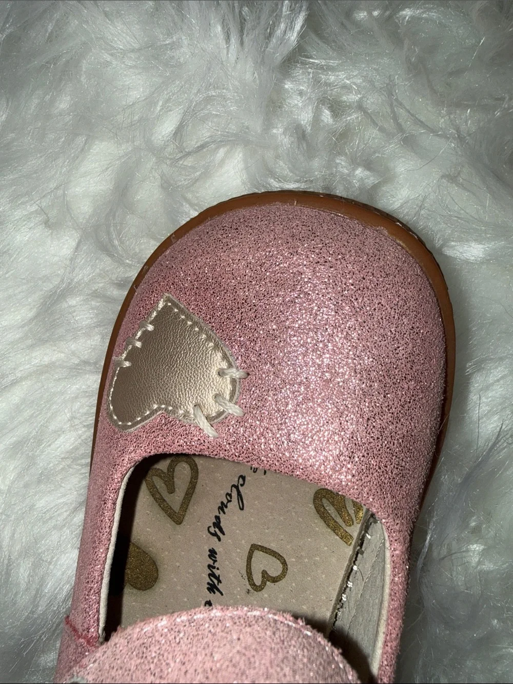 Livie & Luca- Pink Sparkle Mary Jane Shoes with Heart Accent